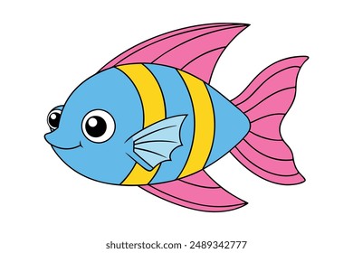 Cute angelfish cartoon vector for print and digital use – perfect for kids' designs and decor.