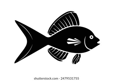 Lindo diseño de Vector de silueta Angelfish.