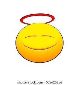 Cute angelic smile on white background. Vector illustration