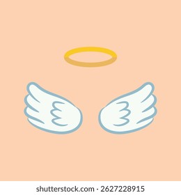 Cute angelic wings isolated vector illustration element.