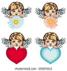 Cute angels isolated on a white background