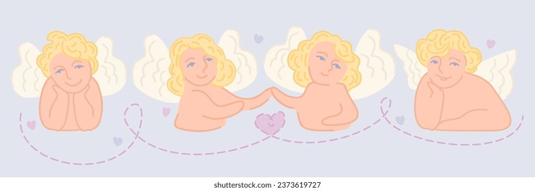 Cute angels. Vector isolated illustration.