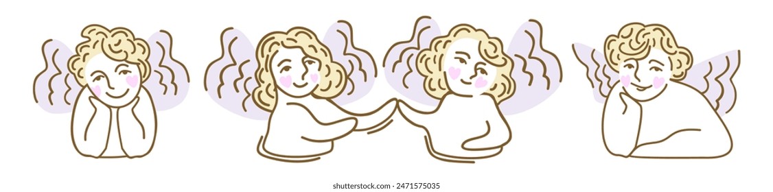 Cute angels. Vector isolated illustration.