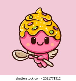 cute angle ice cream for character, icon, logo, sticker and illustration.