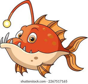 Cute angler fish cartoon on white background