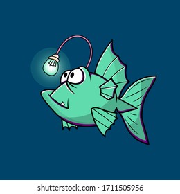 cute angler fish illustration perfect for t-shirt designs, book design, editorial or etc