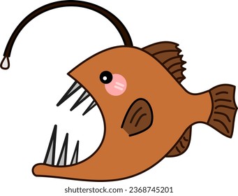 Cute Angler Fish Illustration Vector