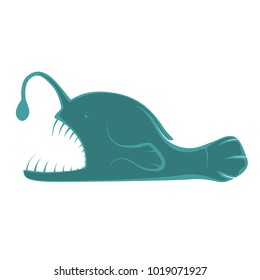 Cute anglerfish - a strange looking deep sea creature.  Transparent background in vector file.