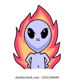 Cute Angry Alien Cartoon Design