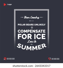 Cute Angry Arctic Bear Cartoon Character Illustration with Brown Grizzly Head, Forest and Glacier Background Elements, Creative Beast Emblem Design, Business Graphic Icon and Face Drawing

