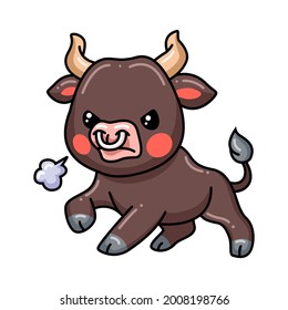 Cute angry baby bull cartoon