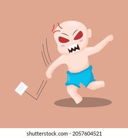 cute angry baby character design