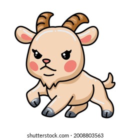 Cute angry baby goat cartoon