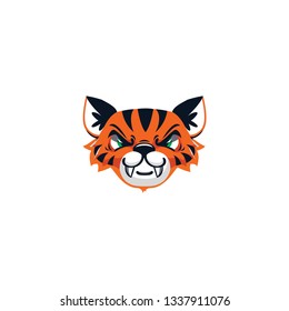cute angry baby tiger face cartoon vector on a white background