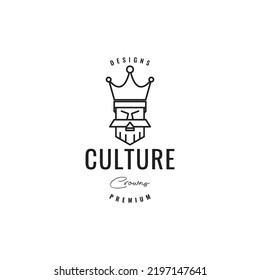 diseño del logo del rey del hombre barbudo y adorable