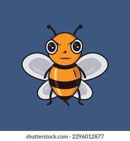 Cuidada abeja enojada Caricatura Pegatina vectorial Ilustración