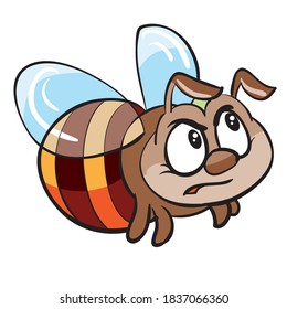 cute angry bee character, cartoon illustration, isolated object on white background, vector, eps