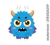 Cute Angry Blue Monster Vector Illustration