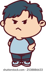 Lindo chico enojado con las manos en las caderas Ilustración