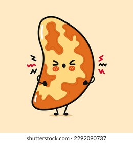 Cute angry Brazilian nut character. Vector hand drawn cartoon kawaii character illustration icon. Isolated on brown background. Sad Brazilian nut character concept