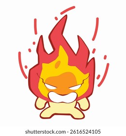 cute angry and burning fire mascot