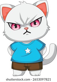 Cute Angry Cat Cartoon Kitten Vector