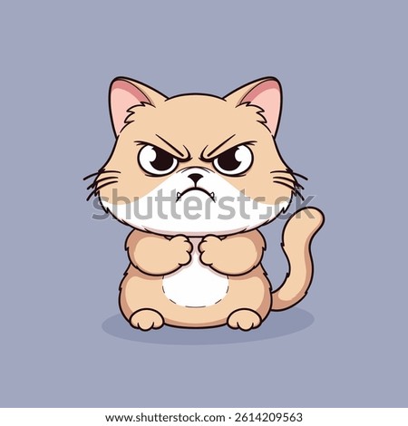 A cute but angry cat character, ideal for web design or marketing materials.
