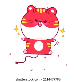 cute angry cat character vector