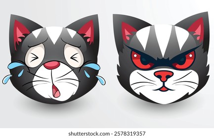 Cute and Angry Cat Emojis. Emotion With Angry And Crying