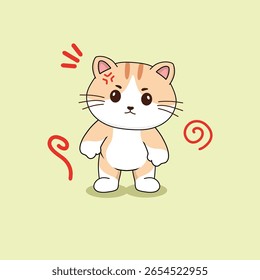 Cute angry cat pose vector handdrawn illustration icon