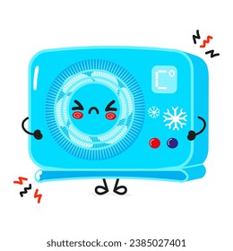 Carácter discreto y molesto de acondicionamiento. Caricatura dibujada a mano del vector icono de ilustración del personaje kawaii. Aislado sobre fondo blanco. El concepto de carácter de acondicionamiento triste