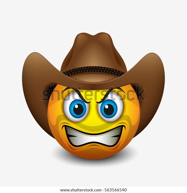 Cute Angry Cowboy Emoticon Emoji Vector Stock Vector (Royalty Free ...