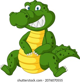 Cute angry crocodile cartoon sitting