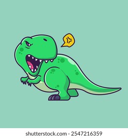 Cute Angry Dino Cartoon Vector Icon Illustration. Animal 
Nature Icon Concept Isolated Premium Vector. Flat Cartoon 
Style