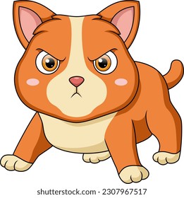 Cute angry dog cartoon on white background