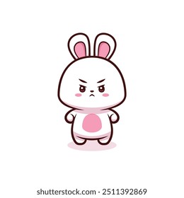 cute angry easter bunny illustration vector