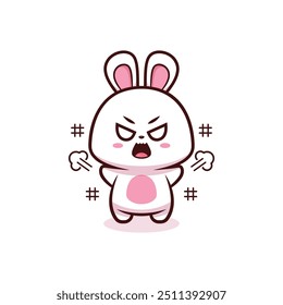 cute angry easter bunny illustration vector