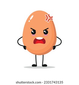 Cute angry egg character. Funny mad egg cartoon emoticon in flat style. chick emoji vector illustration