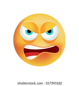 Cute Angry Emoticon on White Background. Isolated Vector Illustration 