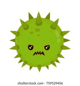 Cute angry evil bad fly germ virus infection,micro bacteria.Vector modern flat style cartoon character illustration.Isolated on white background.Microbe, Pathogen, Virus icon.Cancer concept