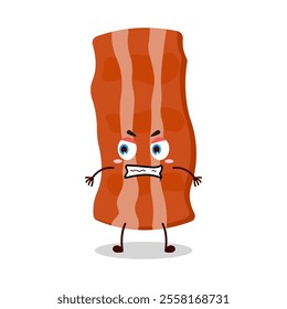 cute angry expression of bacon cartoon character
