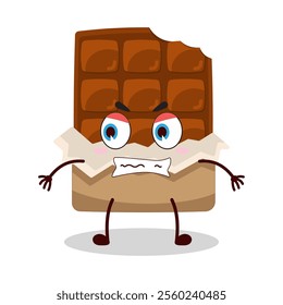 cute angry expression of bite chocolate bar character
