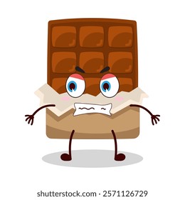 cute angry expression of bite chocolate bar character
