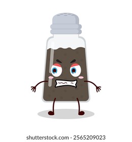 cute angry expression of black pepper cartoon character
