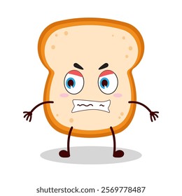 cute angry expression of bread cartoon character
