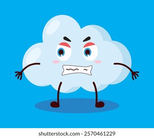 cute angry expression of cloud cartoon character
