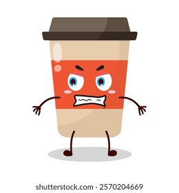 cute angry expression of coffee cup cartoon character
