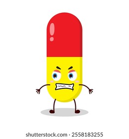 cute angry expression of drug capsule cartoon character
