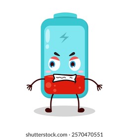 cute angry expression of empty battery cartoon character
