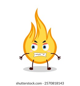 cute angry expression of fire cartoon character
